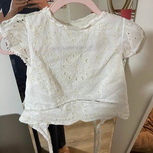 Anthropologie White Cropped Shirt, Open Back, Size M